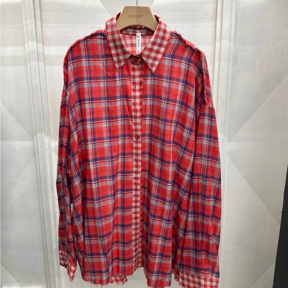Red Plaid Button-Up Shirt for women.Made in Italy I have red and green color